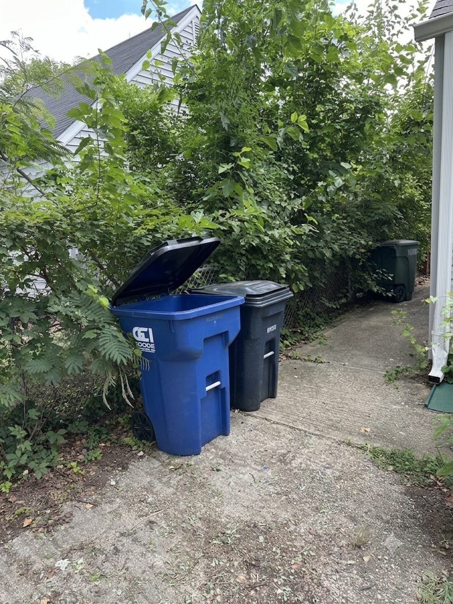 Empty trash bins after junk removal — Alexandria VA