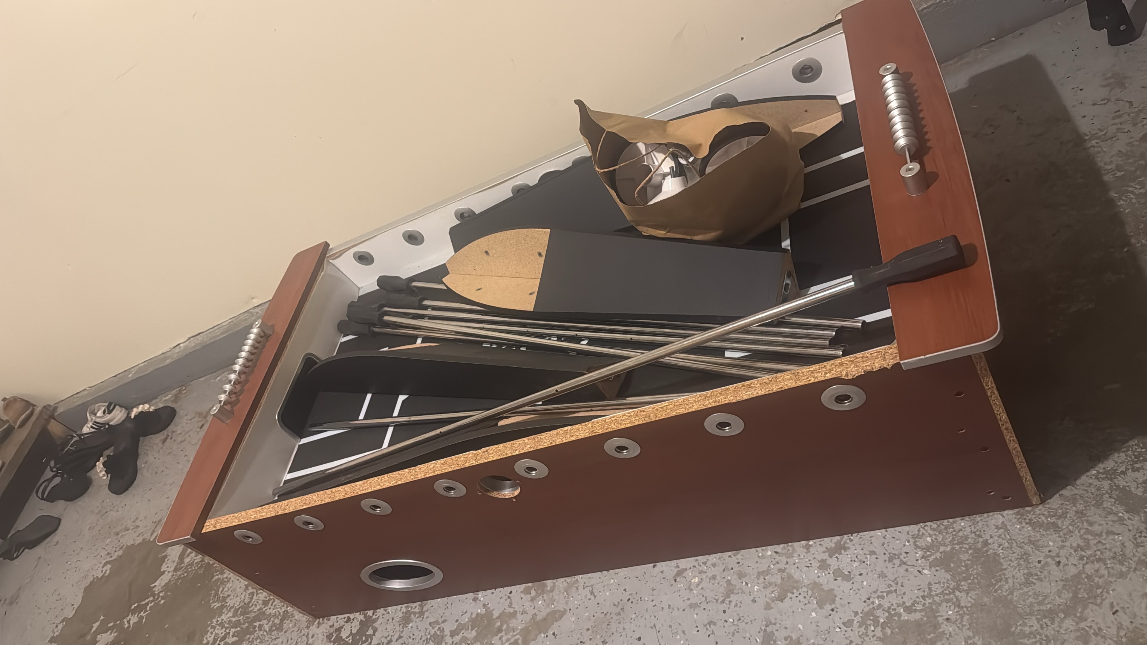 Foosball table parts and legs ready for donation — Arlington VA