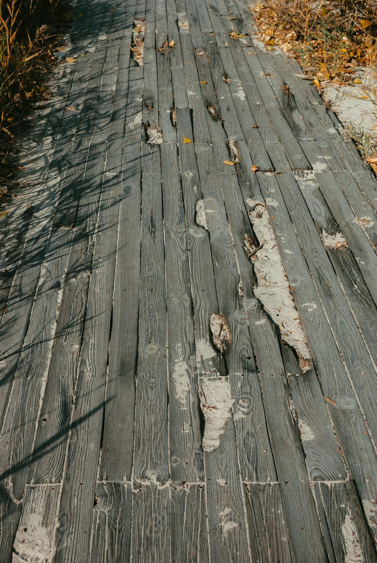 Old weathered deck boards ready for demolition — Northern Virginia