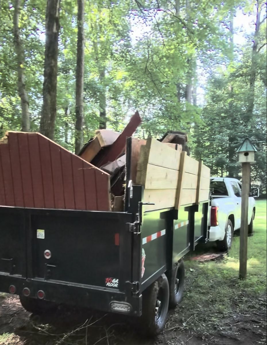 Trailer loaded with shed demolition debris and lumber — Ashburn, VA