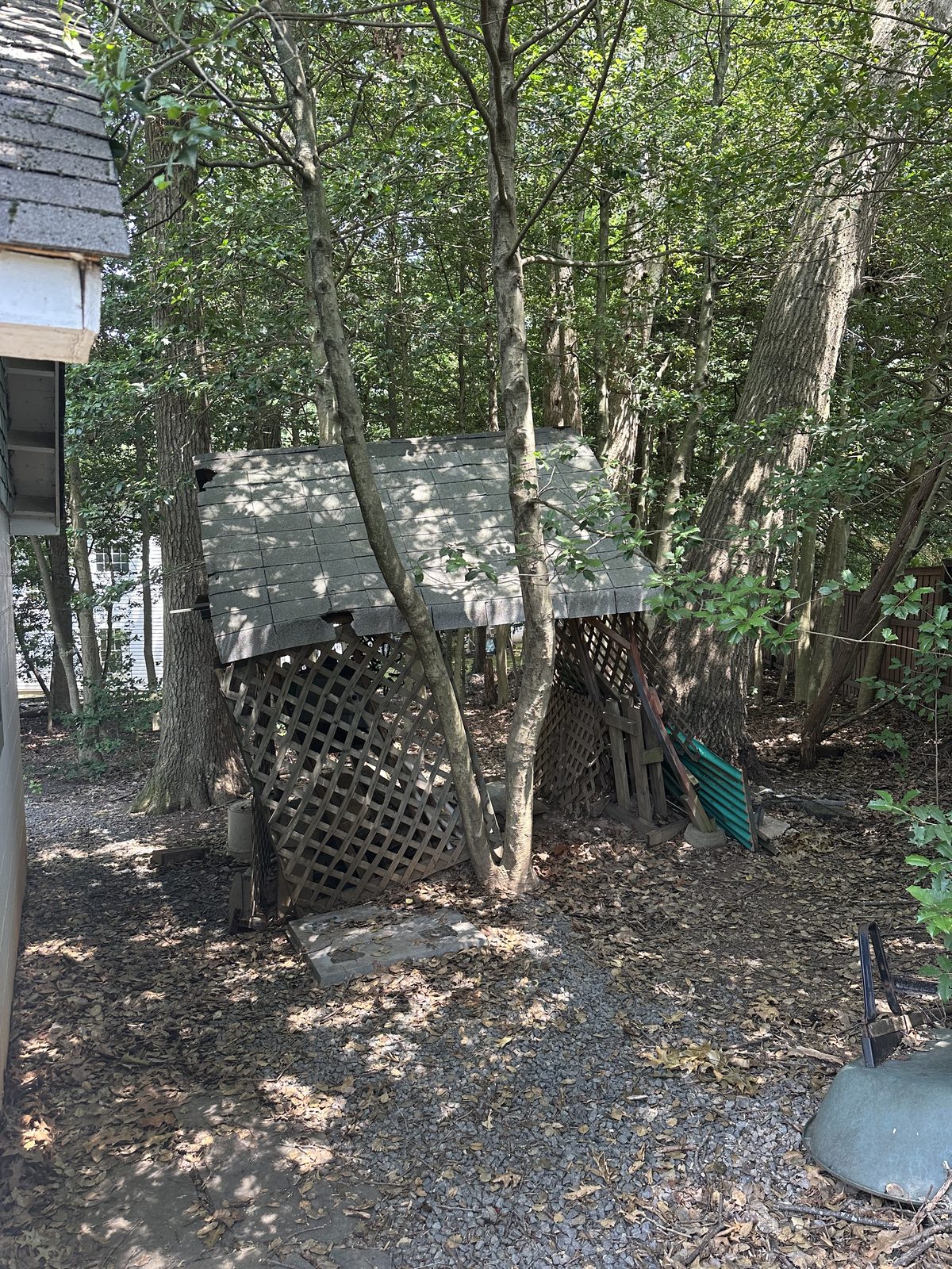 Shed partially demolished, frame collapsing — Fairfax, VA