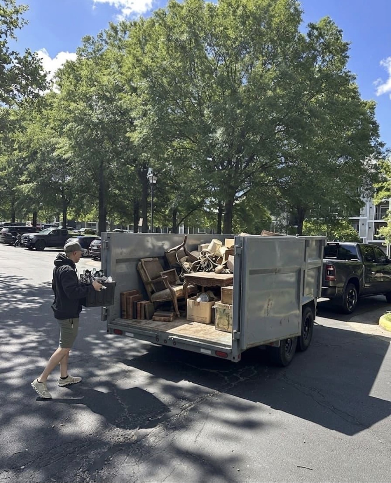 DMV Go Junk team loading trailer after job
